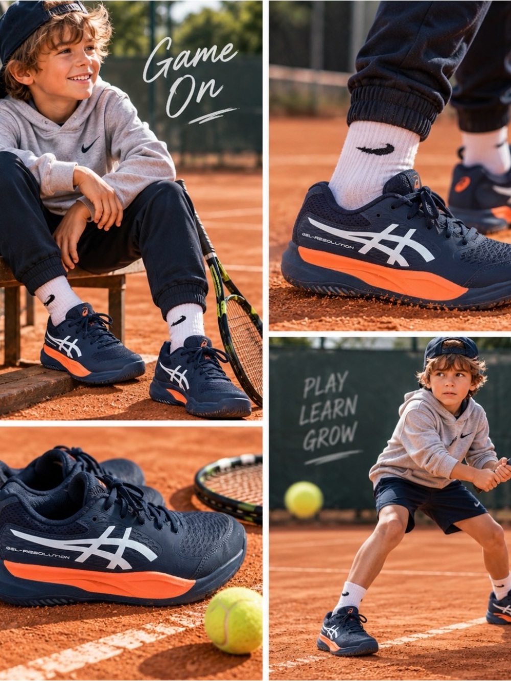 🔥ASICS Junior Boys sz4.5 Clay Tennis Sneakers Worn 4 times RARE PriceFirm!